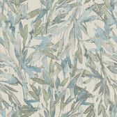 Y6230704 - Rainforest Leaves Blue & Green Wallpaper