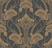 CA1564 - Nouveau Damask Black Wallpaper