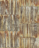 2922-24063 - Patina Brass Faux Metal Panels Wallpaper