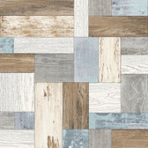 2922-25384 - Knock on Wood Multicolor Distressed Wallpaper