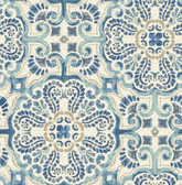 2922-24046 - Florentine Blue Faux Tile Wallpaper