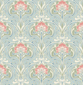 2970-26152 - Mucha Light Blue Botanical Ogee Wallpaper