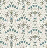 2970-26145 - Dard Teal Tulip Ogee Wallpaper
