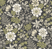 2970-87535 - Voysey Black Floral Wallpaper