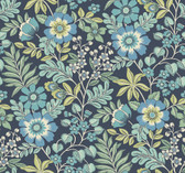 2970-87533 - Voysey Navy Floral Wallpaper
