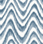 2901-25408 - Bargello Blue Faux Grasscloth Wave Wallpaper