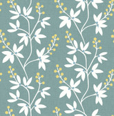 2901-25440 - Linnea Elsa Teal Botanical Trail Wallpaper