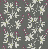 2901-25439 - Linnea Elsa Charcoal Botanical Trail Wallpaper