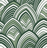 2969-87354 - Cabarita Green Art Deco Flocked Leaves Wallpaper