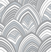 2969-87353 - Cabarita Grey Art Deco Flocked Leaves Wallpaper
