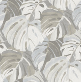 2969-26008 - Samara Stone Monstera Leaf Wallpaper