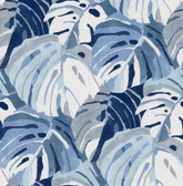 2969-26007 - Samara Blue Monstera Leaf Wallpaper