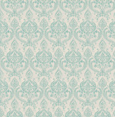 1014-001819 - Waverly Turquoise Petite Damask Wallpaper