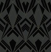 4198-87401 - Allenby Black Flocked Wallpaper