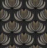 4198-27833 - Ferrenby Black Floral Fan Wallpaper