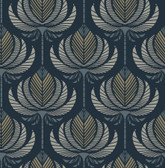 4198-27831 - Ferrenby Dark Blue Floral Fan Wallpaper