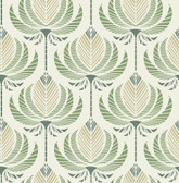 4198-27830 - Ferrenby Green Floral Fan Wallpaper