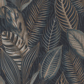 4202-751840 - Acacius Dark Blue Tropical Foliage Wallpaper