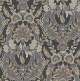 4173-27654 - Collins Charcoal Damask Wallpaper