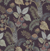 4173-27644 - Geneva Plum Peacock Paradise Wallpaper