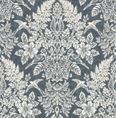 4173-27622 - Finch Blue Woodland Damask Wallpaper