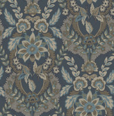 4173-27653 - Collins Teal Damask Wallpaper