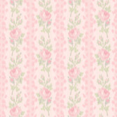 AST6493 - Blooming Heirloom Strawberry Macaron Rose Stripe Wallpaper