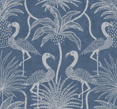 4172-82006 - Biscayne Navy Flamingo Beach Wallpaper