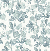 4172-27494 - Beach Rose Teal Floral Fruits Wallpaper