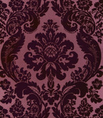 4147-87315 - Shadow Merlot Flocked Damask Wallpaper
