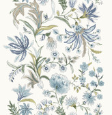 4147-27398 - Teonna Blue Floral Stripe Wallpaper