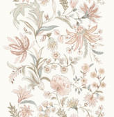 4147-27399 - Teonna Light Pink Floral Stripe Wallpaper