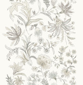 4147-27400 - Teonna Light Grey Floral Stripe Wallpaper