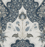 4147-27392 - Auden Dark Blue Floral Grandeur Wallpaper