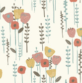 4135-27278 - Mabel Coral Floral Field Wallpaper
