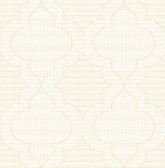4135-27292 - Ernest Yellow Quilted Quatrefoil Wallpaper