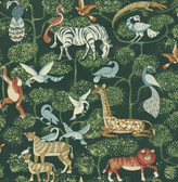 4135-27286 - Rigby Green Jungle Animals Wallpaper