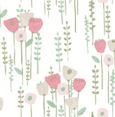 4135-27275 - Mabel Pink Floral Field Wallpaper