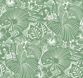 4135-72714 - Idalia Green Floral Flamingo Wallpaper
