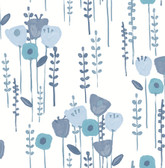 4135-27274 - Mabel Blue Floral Field Wallpaper