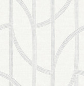 4141-27138 - Harlow Silver Curved Contours Wallpaper