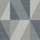 4141-27109 - Winslow Slate Geometric Faux Grasscloth Wallpaper