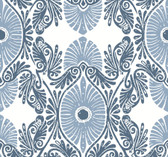 4122-72401 - Villa Blue Embellished Ogee Wallpaper