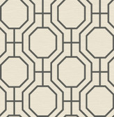 4122-27049 - Manor Black Geometric Trellis Wallpaper