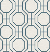 4122-27048 - Manor Blue Geometric Trellis Wallpaper