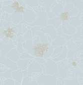 4122-27011 - Gardena Sky Blue Embroidered Floral Wallpaper