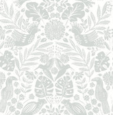 4122-27001 - Nestle Light Grey Bird Block Print Wallpaper