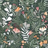 4143-22009 - Brittsommar Evergreen Woodland Floral Wallpaper