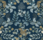 4034-72133 - Getty Navy Jungle Damask Wallpaper