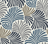4034-72124 - Trousdale Dark Blue Fanning Flora Wallpaper